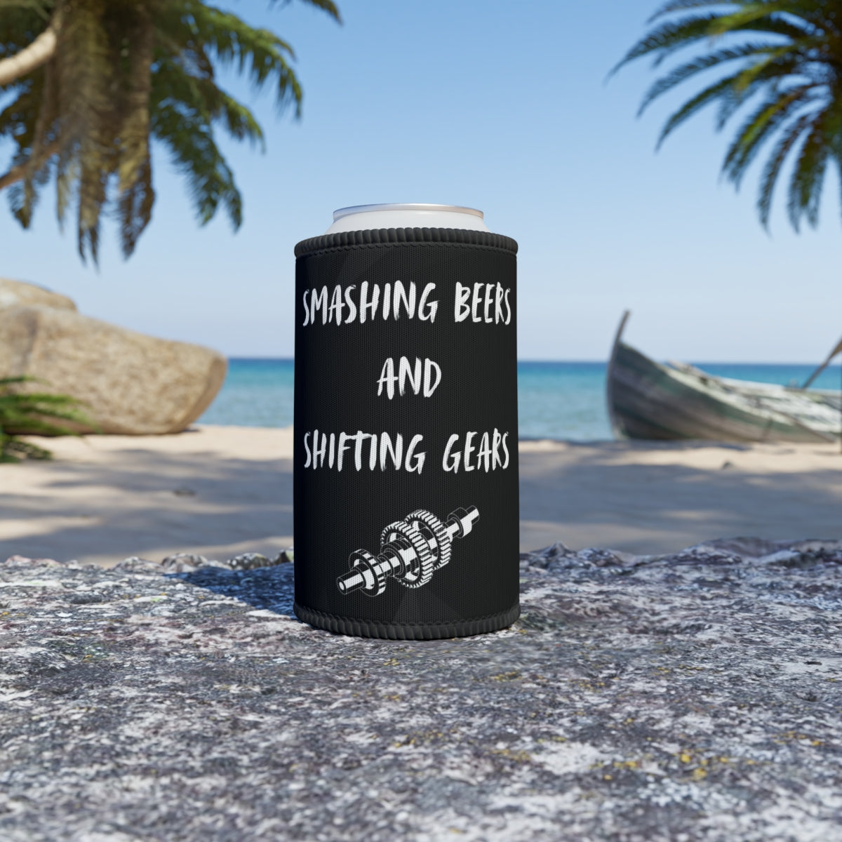 "Smashing Beers and Shifting Gears" Stubby Cooler - Gear Cluster Graphic