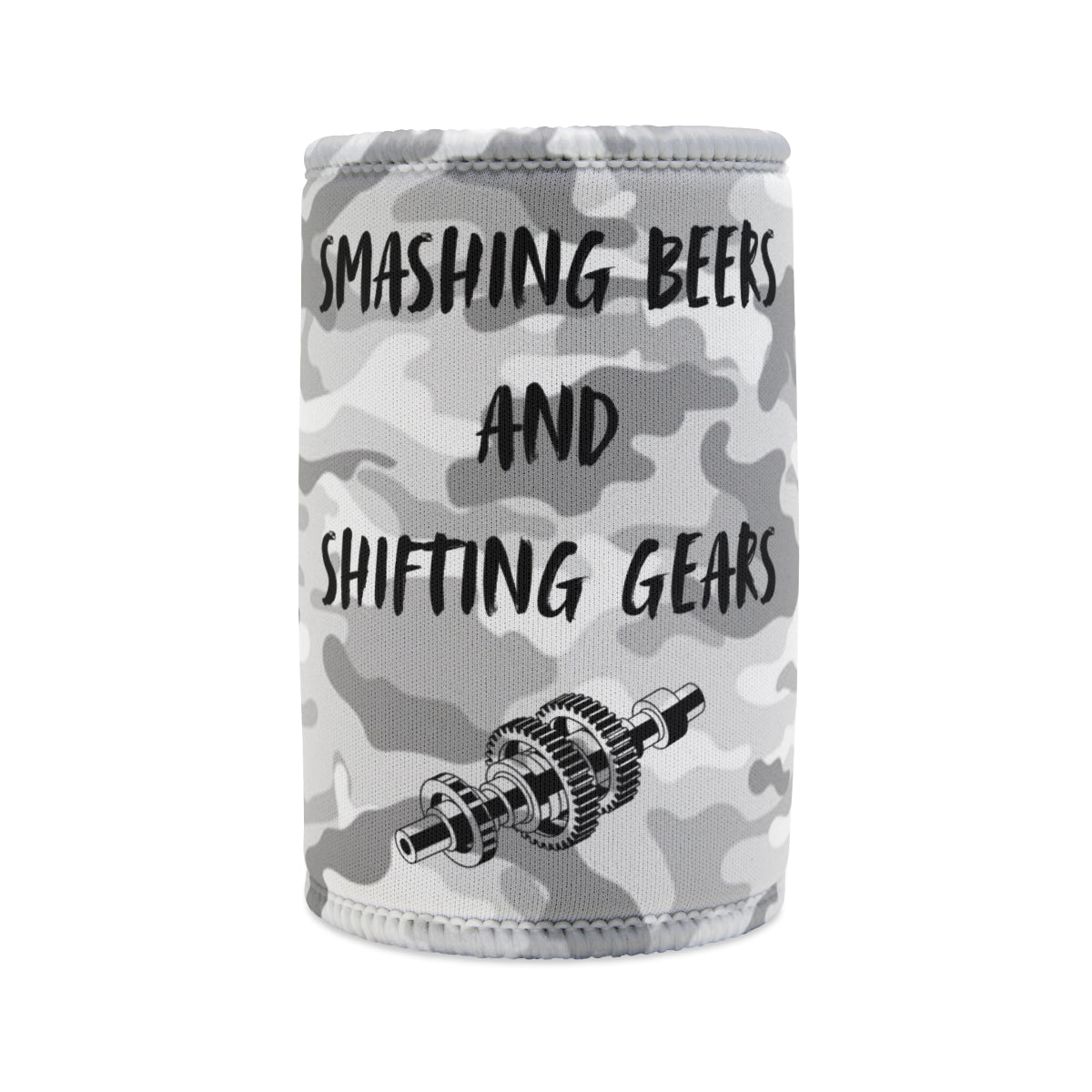 "Smashing Beers and Shifting Gears" Stubby Cooler - Gear Cluster Graphic