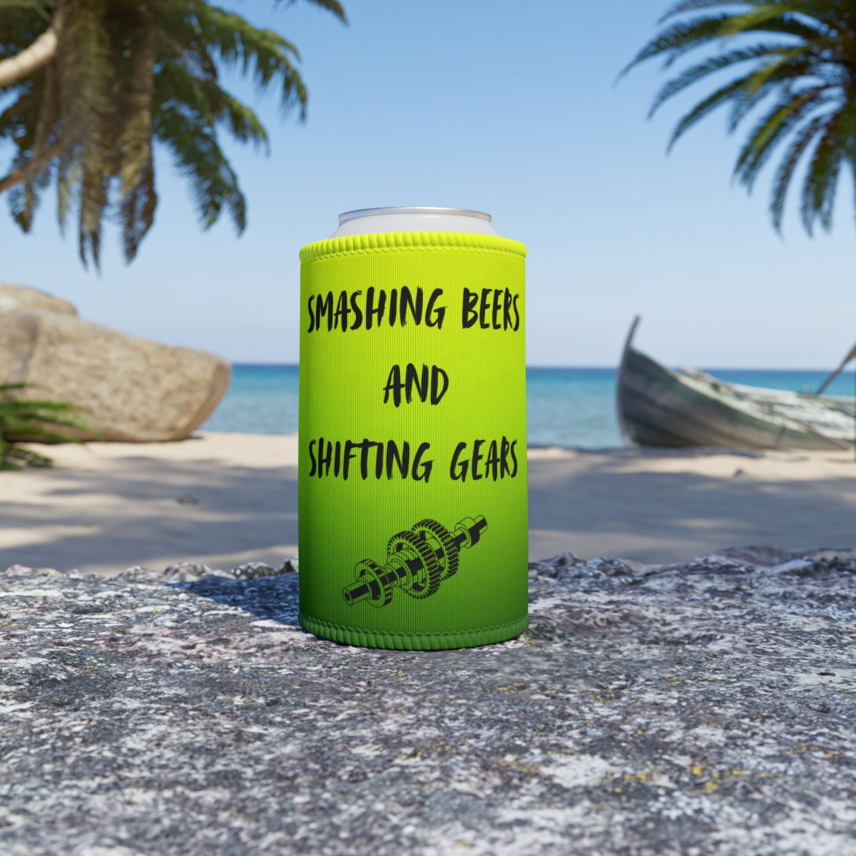 "Smashing Beers and Shifting Gears" Stubby Cooler - Gear Cluster Graphic