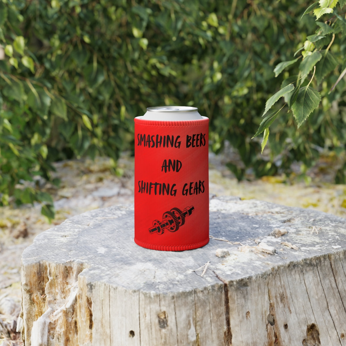 "Smashing Beers and Shifting Gears" Stubby Cooler - Gear Cluster Graphic